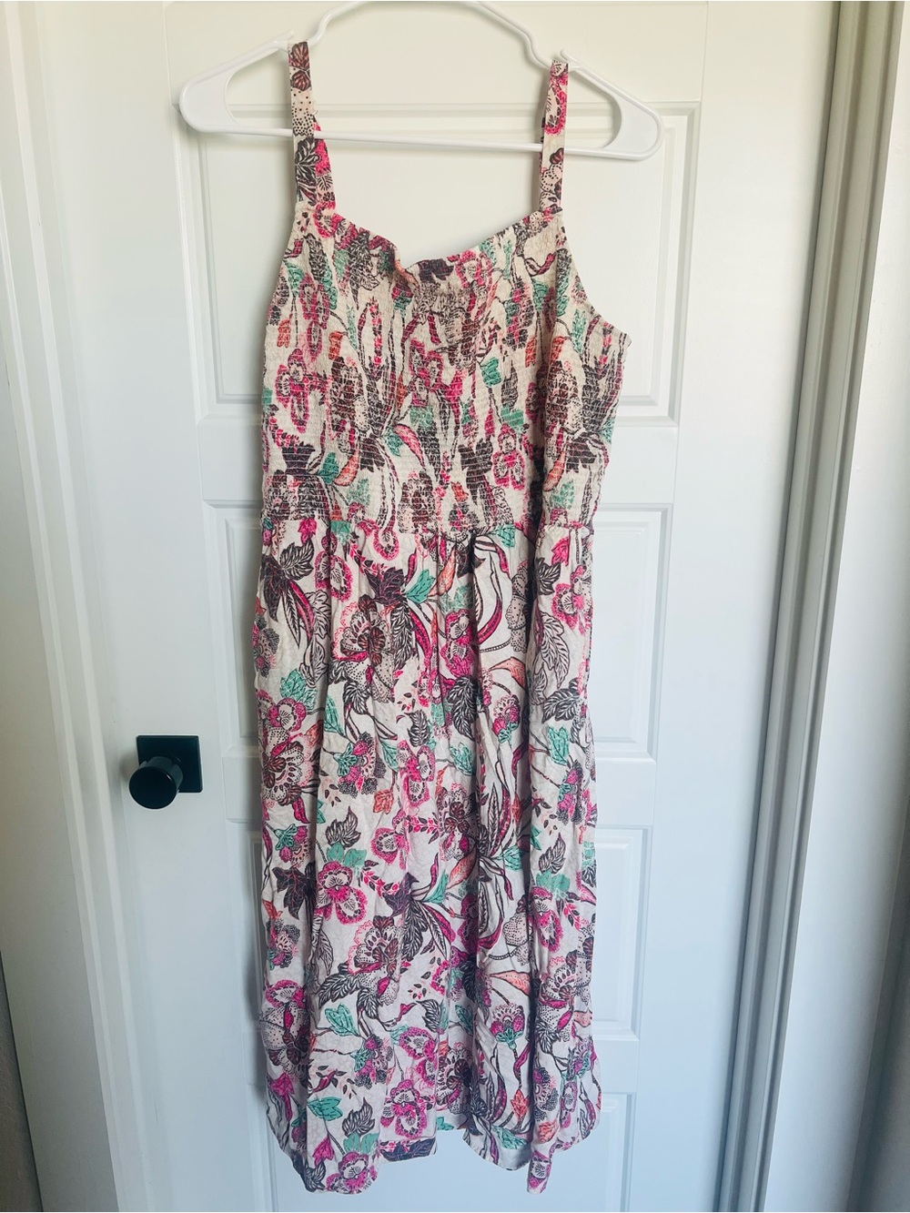 Old Navy Floral Smocked Maxi Dress in Pink, Mint, and Cream - Picture 4 of 5